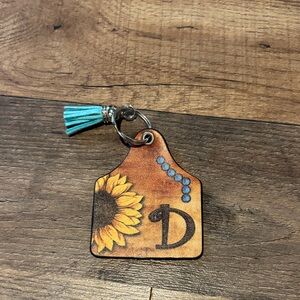 BNWP Sunflower Keychain with Tassel with the letter D
